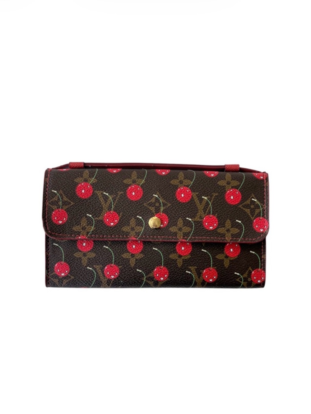 Brown monogram Cherry Print Wallet / Purse
